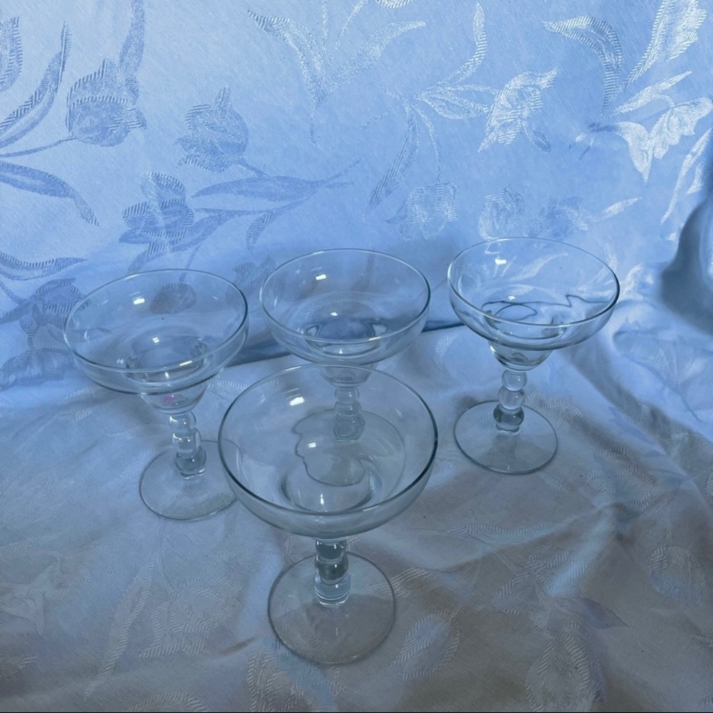 Anthropologie SET OF 3 Candlewick Style Three Ball Stem Margarita Shrimp Glasses